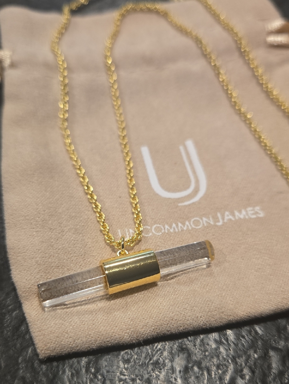 Uncommon James Clear Crystal Bar Pendant Necklace